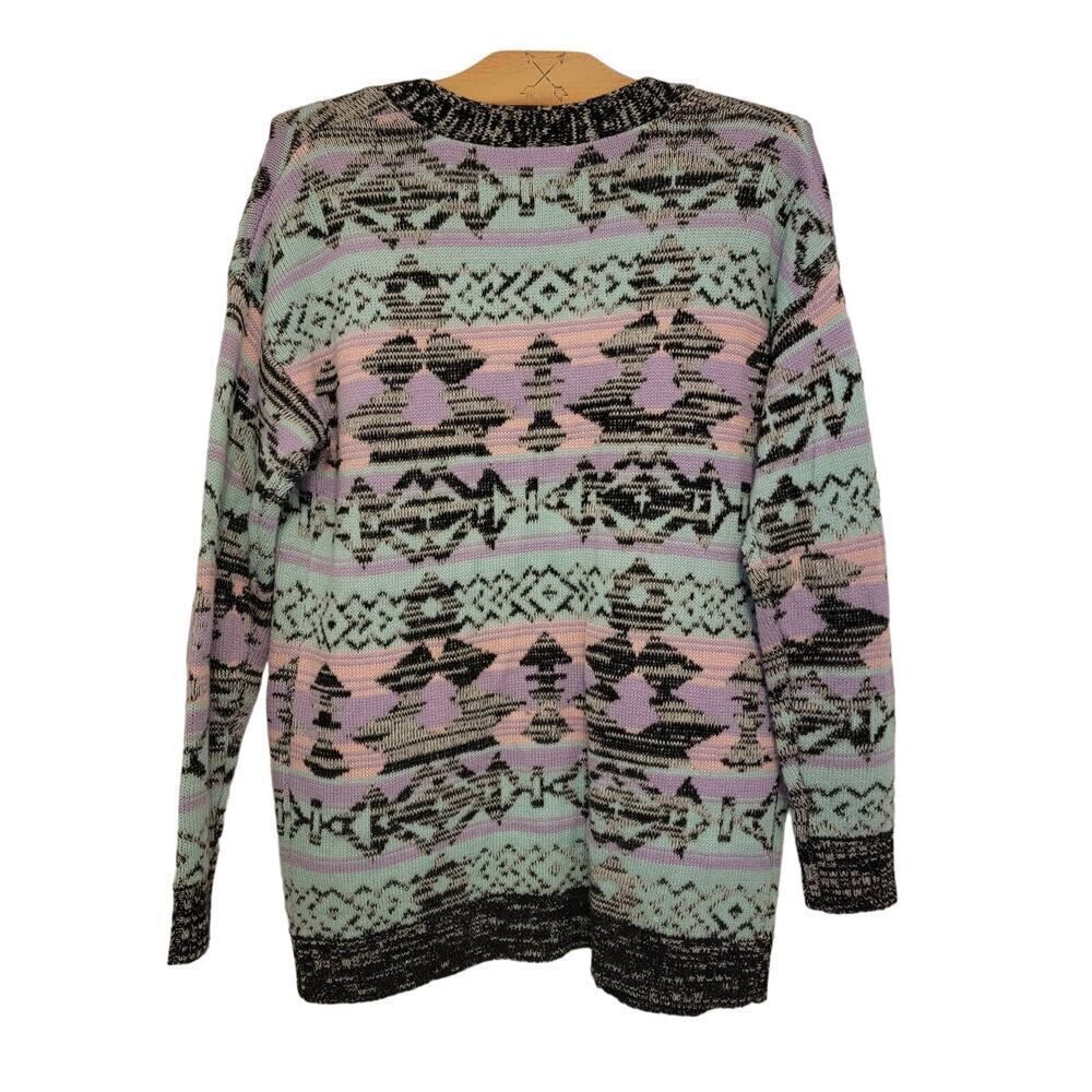 LA Hearts Cardigan Sweater Boho Pastel Aztec Open Front Size Medium #367 - Picture 2 of 13
